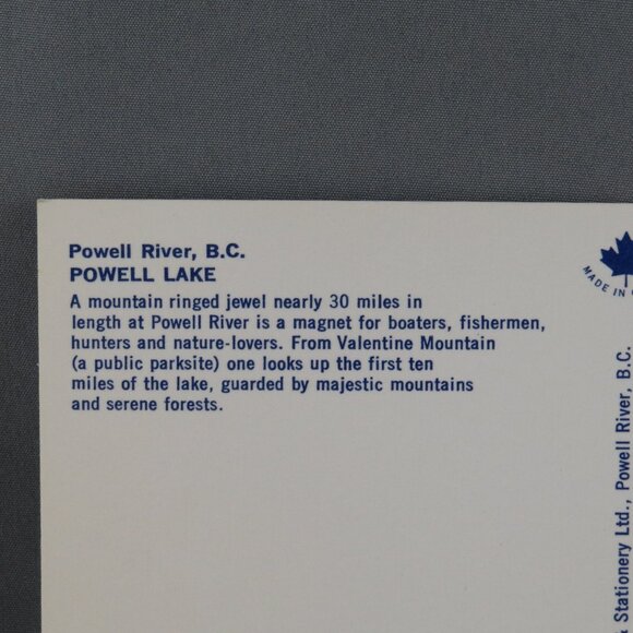 Vintage Postcard - Powell Lake Powell River British Columbia - Traveltime - Picture 3 of 4